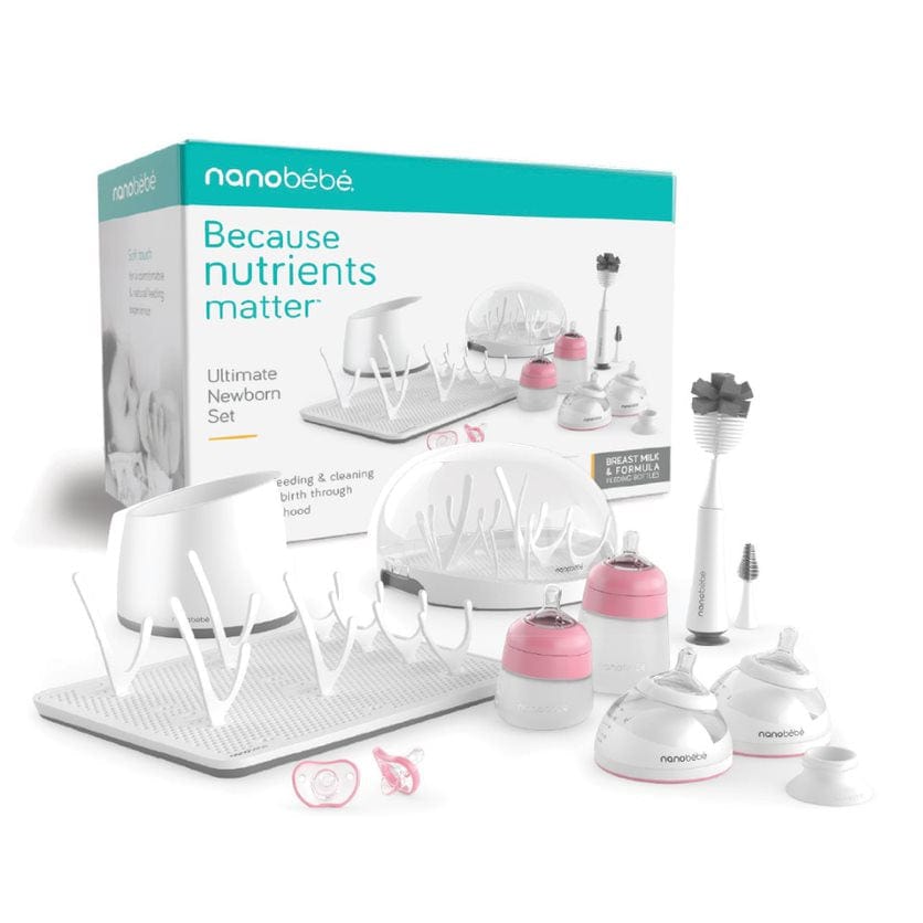 nanobebe ultimate set för nyfödda i rosa med allt du behöver första tiden